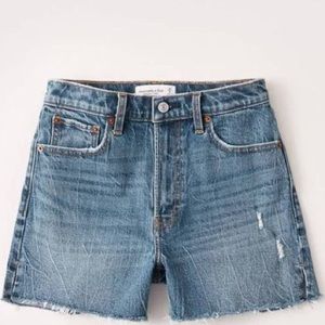 Abercrombie high rise 4” jean shorts